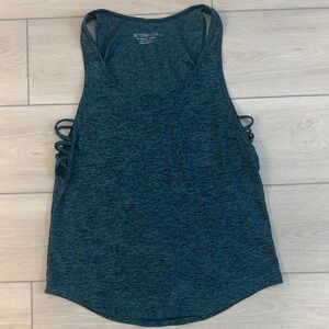 Beyond Yoga Criss Cross Spacedye Charcoal Green Tank Top Size Small